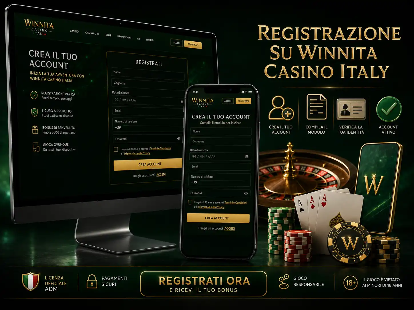 Registrazione su Winnita Casino